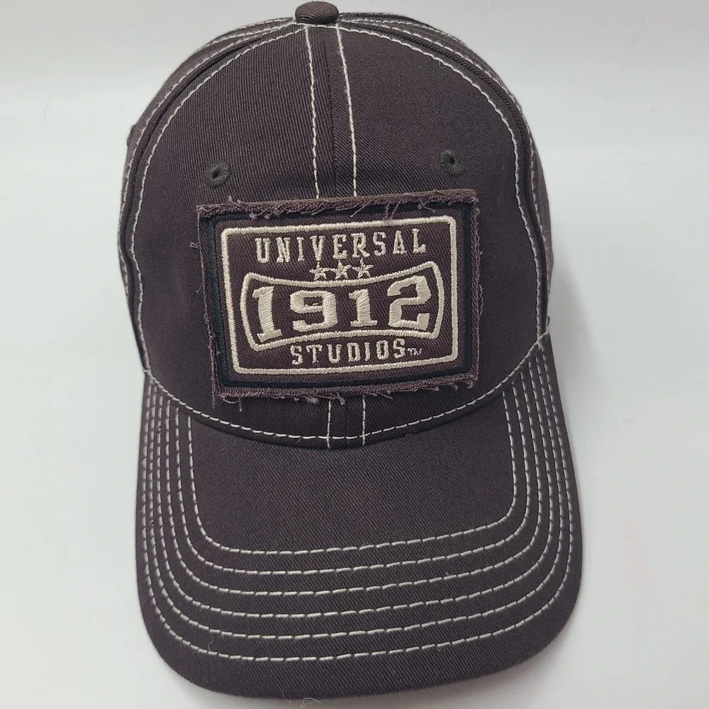 Universal Studios Hat Adjustable Brown Distressed Patch 1912 Logo Casual Men